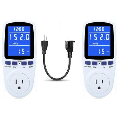 #ad Watt Meter Power Meter Plug Home Electricity Usage Monitor 2 Pack Blue White $39.47