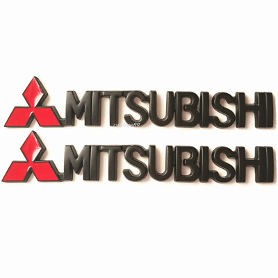 #ad 2x Black Red For Mitsubishi LANCER Metal Badge Side Car Body Emblem Stickers $16.95
