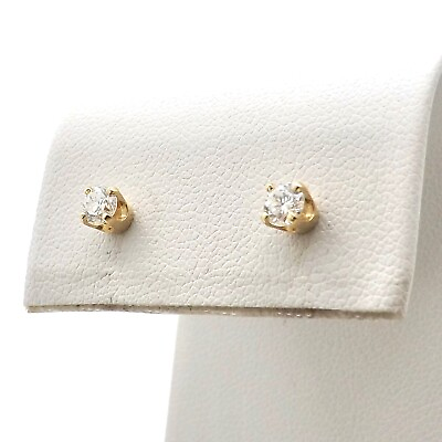 #ad 14k Gold Round Diamond Stud Earrings Natural Stones $261.25