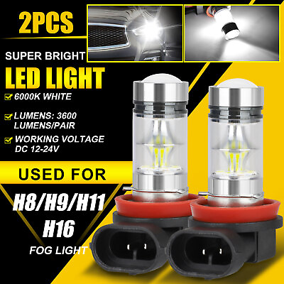 #ad 2x H8 H11 H16 LED Fog Driving Light Bulbs High Power 200W Lamp 6000K Super White $9.48