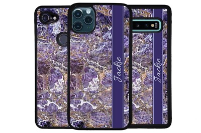 #ad Purple Gold Silver Marble Personalized Phone Case for Apple Samsung LG Google $24.99