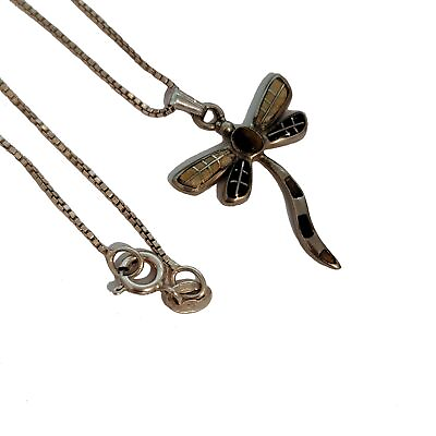 #ad 925 Tiger#x27;s Eye Dragonfly Necklace $45.00