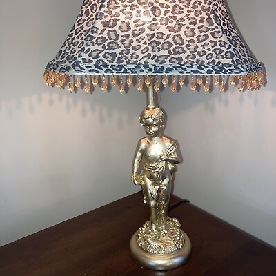 #ad Vintage Resin Hollywood Vintage Era 17” H Table Lamp With Shade $30.00