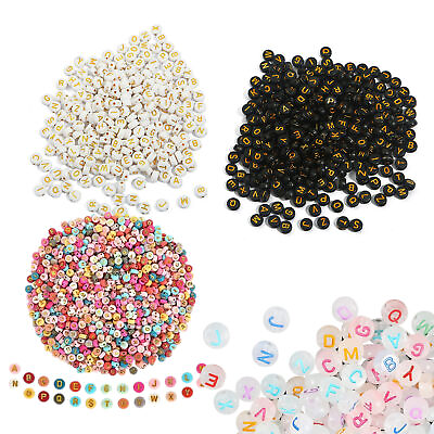 #ad Bracelet Letter Beads 1000PCS Round Beads DIY Bracelets Acrylic Craft Kit $13.59