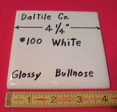 #ad 1 pc. White #100 by Daltile Co. 4 1 4quot; Ceramic Surface Bullnose Tile; New Flat $5.55