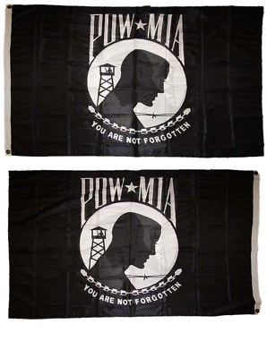 #ad 2x3 POWMIA POW MIA Double Sided Printed Nylon 2ply Sewn Flag 2#x27;x3#x27; Banner $16.88