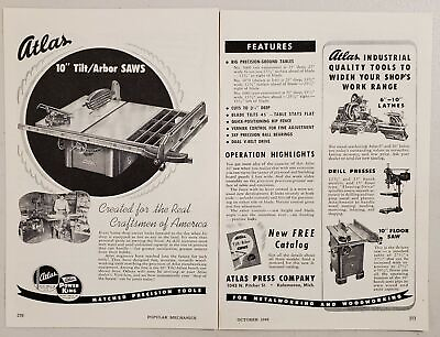 #ad 1948 Print Ad Atlas 10quot; Tilt Arbor Power Saws Made in KalamazooMichigan $14.83