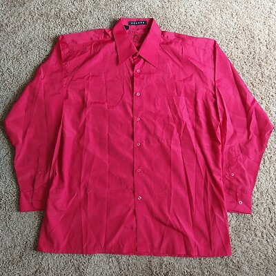 #ad Osborn Red Western Country Rodeo Mens Button Shirt Long Sleeve L $18.99
