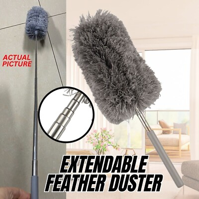 #ad Adjustable Soft Microfiber Feather Duster Dusting Brush Household Cleaning Tool $7.99