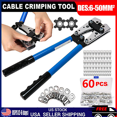 #ad Crimping Pliers Cable Plug Crimping Tool Battery Cable Lug Hex Crimper 6 50mm² $34.99