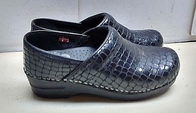 #ad SANITA Danish Black Leather Slip On Wedge Clogs Professional Women#x27;s Shoes 5M 36 $49.99