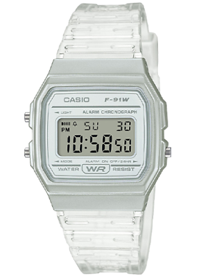 #ad Casio F91WS 7 7 Year Battery Chronograph Watch Clear Silicone Strap Alarm $24.33