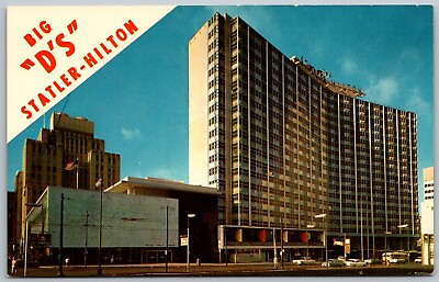 #ad Dallas Texas 1950s Postcard Big D Statler Hilton Hotel $4.95