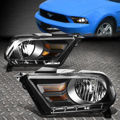 #ad FOR 10 14 FORD MUSTANG PAIR BLACK HOUSING AMBER CORNER HEADLIGHT HEAD LAMPS SET $69.88