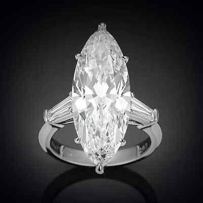 #ad 14K White Gold Over 4CT White Marquise Cut Moissanite Engagement Wedding Ring $237.45