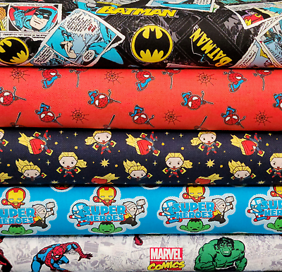 #ad Marvel DC Comics Fabric By The 1 4 Yard CHOOSE SUPERHERO PRINT 100% Cotton $5.99