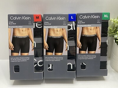 #ad #ad NEW Calvin Klein 3 Pack Mens Chromatic Boxer Brief Soft Microfiber Black ML XL $19.88