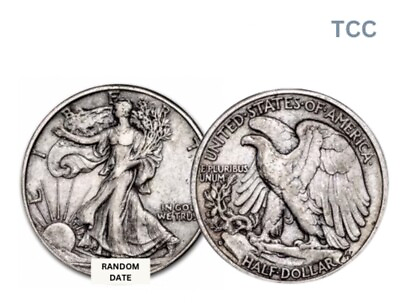 #ad 1916 1947 Walking Liberty Half Dollar 50c 90% Silver Random Date Avg. Circ. $16.08