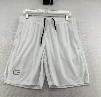 #ad G Gradual Mens 7quot; Pockets Flat Front Elastic Waist Workout White Athletic Shorts $22.99
