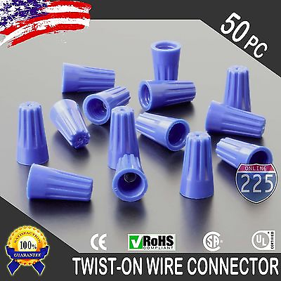 #ad 50 Blue Twist On Wire Connector Connection nuts 22 14 Gauge Barrel Screw US $8.65