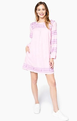 #ad J. Marie The Katie Top. Pink w Purple Embroidery Short Dress M $48.50
