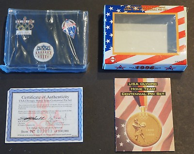 #ad NEW IN SEALED BOX USA 1996 ATLANTA OLYMPIC PINS SET 3 $11.51