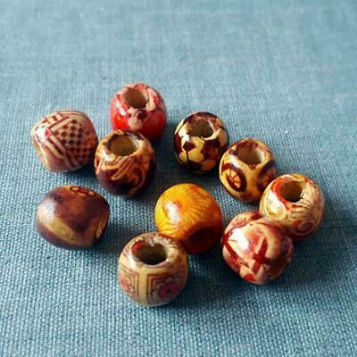 #ad 100pcs Wooden Beads Large Hole Mixed For Macrame Jewelry Making Crafts FAST $2.00