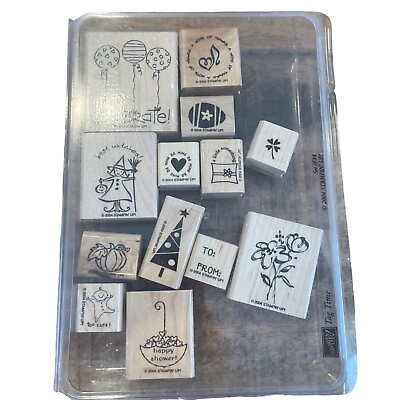 #ad Stampin’ Up *Retired* Tag Time Stamp Set 2004 13 stamps all occasion cards $8.89