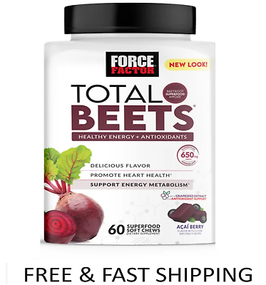#ad Force Factor Total Beets Soft Chews with Beetroot Supplement 60 Chews $13.98