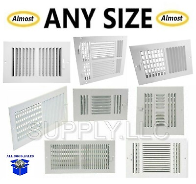 #ad AIR REGISTER VENT COVER GRILLE AC x Duct Size Wall Sidewall Ceiling Steel White. $18.99