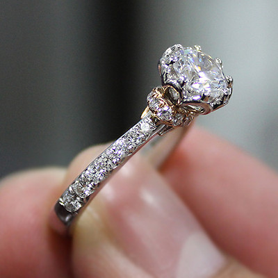 #ad 1.36 Ct Round Cut Pave Diamond Engagement Ring GVVS2 EGL TT Gold 14K New $6876.72