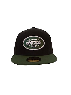 #ad NWT New Era New York Jets 59Fifty Hat 7.5 Fitted Black Green Patch Flatbill NFL $24.95