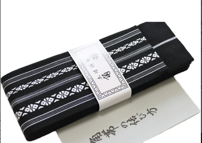 #ad Japanese Traditional KAKU OBI Kimono Belt Cotton 100% Black Made in JAPAN $19.59