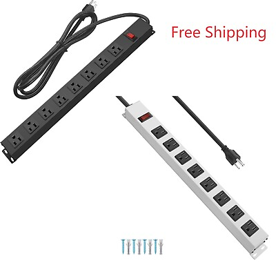 #ad 8 Outlet Heavy Duty Power Strip Surge Protector 15A 1875W 2100J 6FT Cord $29.99