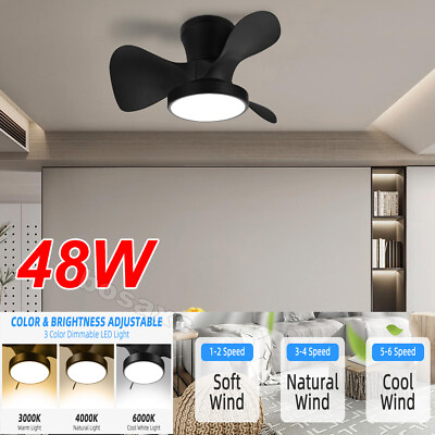 #ad Modern Ceiling Fan with Light and Remote Control Flush Mount Chandelier 36 48W $58.99
