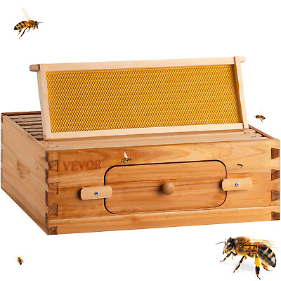 #ad #ad VEVOR Beehive Box Kit Bee Honey Hive 10 Frames 10 Medium Beeking House Waxed $50.99