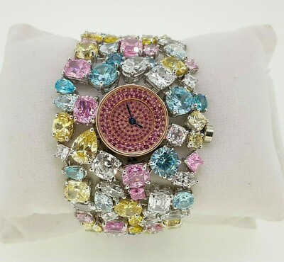 #ad Multicolored gemstone watch jewelry bracelet style celebrity inspired 925 cz $1987.89