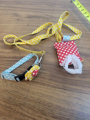 #ad Yellow Polka Dot Dog Lease Collar And Bag Holder $18.00