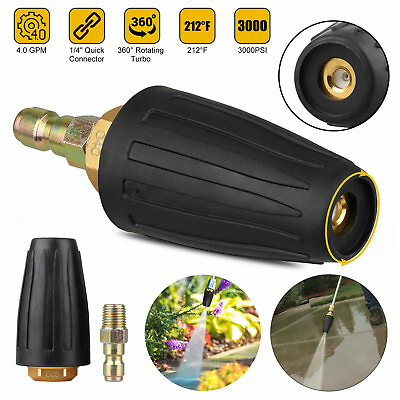 #ad 1 4quot; High Pressure Washer Fast Rotating Turbo Nozzle Spray Tip 4.0 GPM 3000PSI $14.98