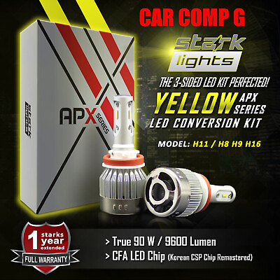 #ad Stark 90W 9600LM LED 3000K Yellow Chip Headlight Bulbs Conversion Kit H11 A $47.79