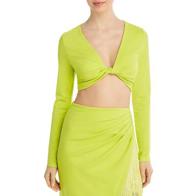 #ad Fore Womens Twist Front Long Sleeve Shirt Cropped Top BHFO 4084 $9.99