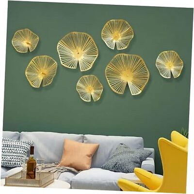#ad Gold Wall Decor Living Room 7PCS Hollow Lotus Leaf Metal 7PCS Gold Wall Decor $59.73