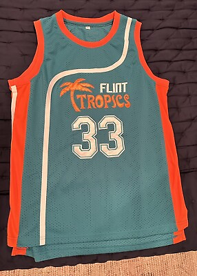 #ad Jackie Moon #33 Flint Tropics Semi Pro Movie Men#x27;s Basketball Jersey Size Large $40.00