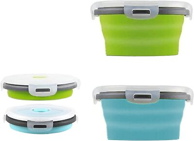 #ad ABSOK 2Pcs Collapsible Bowls with Lids Foldable Meal Prep Containers Reusable $22.94