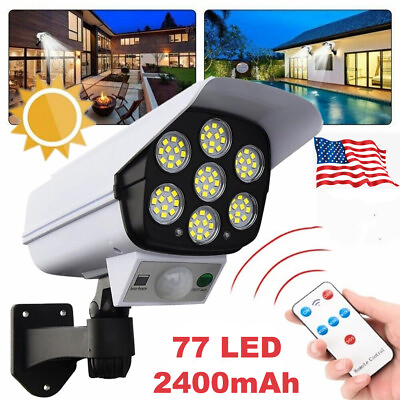 #ad 77 LED Solar Wall Lights Outdoor Motion Sensor Street Security Lamp Fake Camera $9.99
