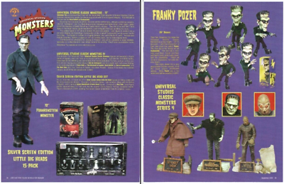 #ad 2000 Action Figures Toy 2 PG PRINT AD Universal Studios Monsters Franky Pozer $19.49