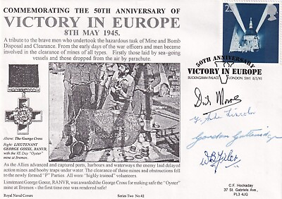 #ad 50th Anniv Victory in Europe Signed 4 R V Moore GC George Cross Holder 3 GBP 11.95