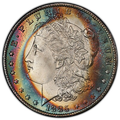 #ad Morgan Silver Dollar 1885 O PCGS MS 67 Staggering Toning $3500.00