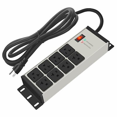 #ad Heavy Duty Power Strip Surge Protector 20 AMP 8 Outlets 12 Gauge Industrial ... $72.19