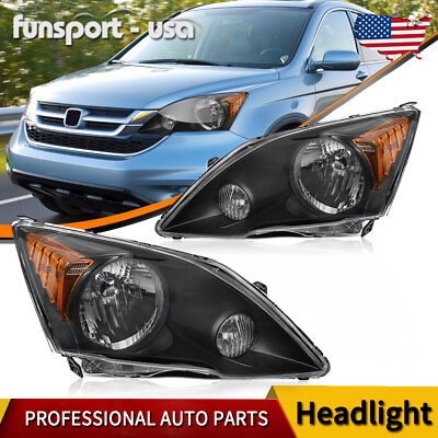 #ad For 2007 2011 Honda CR V CRV Headlights 07 11 Replacement Headlamps Black Amber $95.99